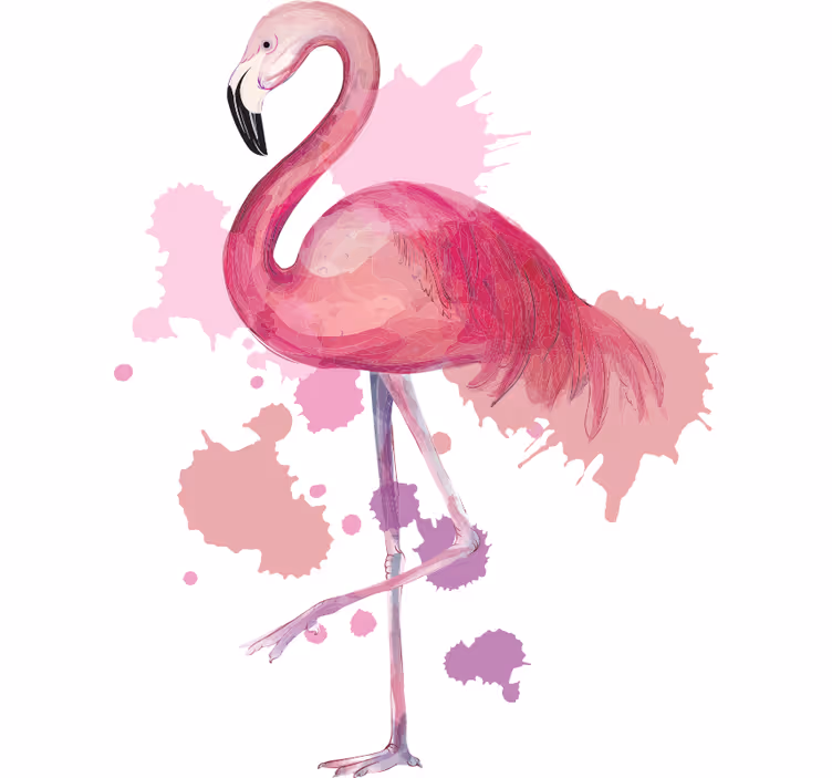 Rollo fenster jugendzimmer vintage flamingo mit farbenplash - TenStickers