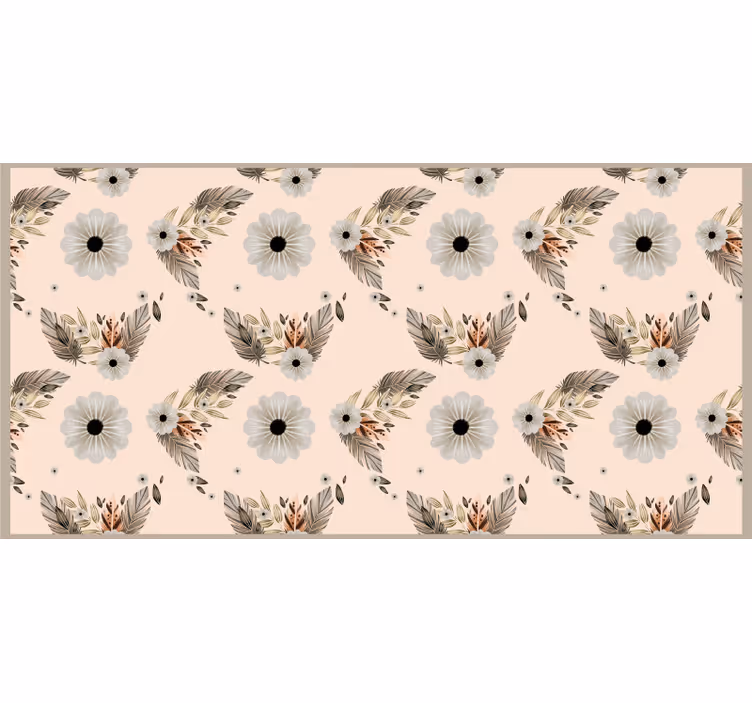 Rollo fenster beige mit pinken und schwarzen pastellblumen - TenStickers