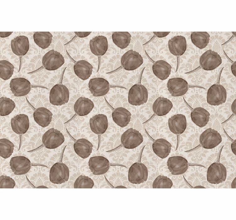 Rollo fenster beige mit grauem tulpenmuster und akanthus - TenStickers