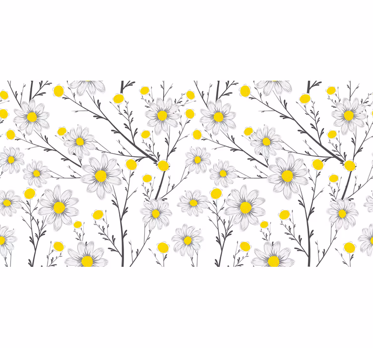 Rollo fenster weiß mit klassischem gänseblümchen - TenStickers
