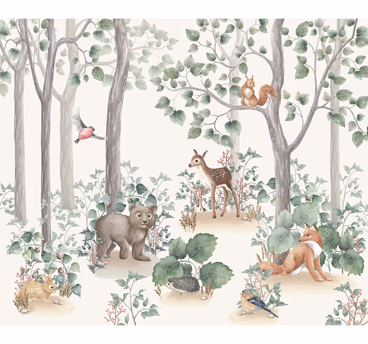 Rollo fenster baby tiere im wald - TenStickers