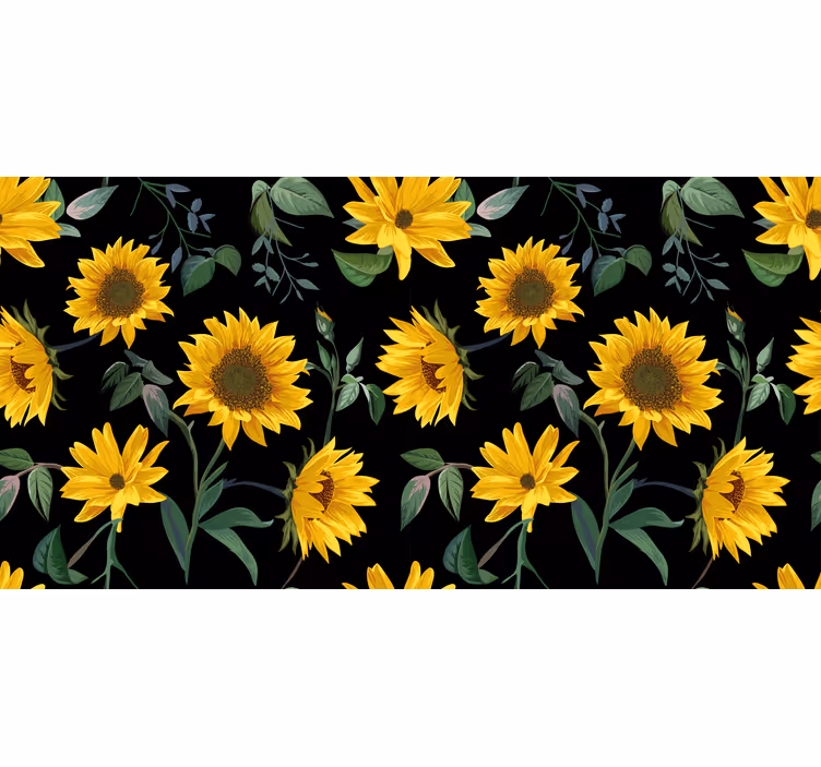 Rollo fenster schwarz sonnenblumen auf schwarzem hintergrund - TenStickers