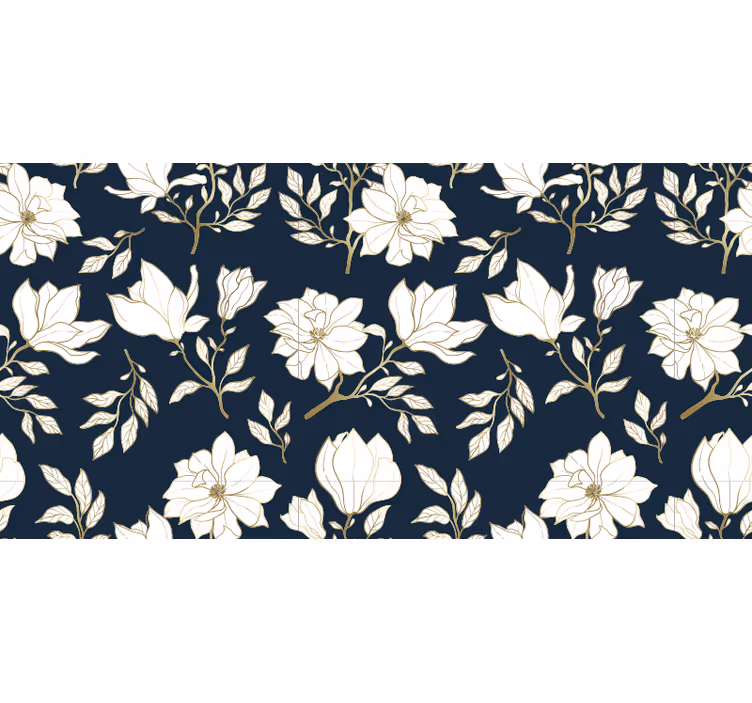 Rollo fenster schwarz mit weißem blumenmuster - TenStickers