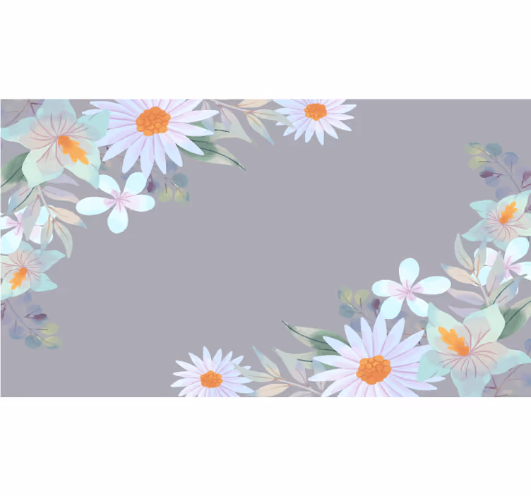 Rollo fenster grau mit grauen und blauen aquarellblumen - TenStickers