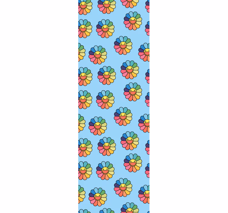 Rollo fenster jugendzimmer bunte blumen smiley gesichter - TenStickers
