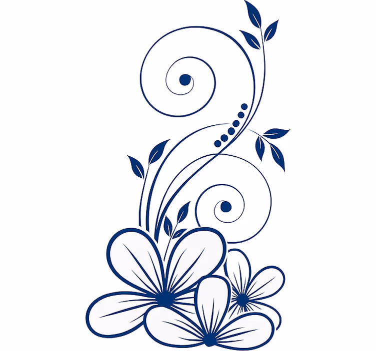 Rollo fenster blumen mit floralem schwung in blau - TenStickers