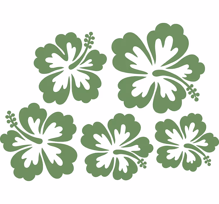Rollo fenster blumen sagegrüne hibiskusblüten silhouette - TenStickers