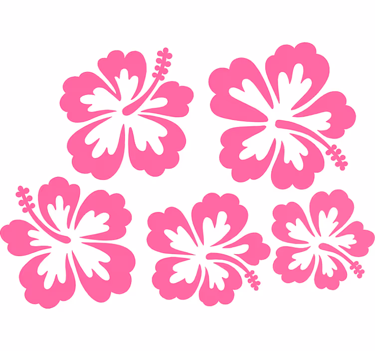 Rollo fenster blumen hibiskusblüten silhouette rosa - TenStickers