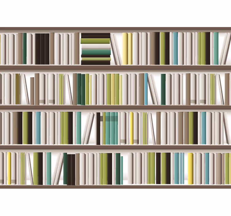 Rollo fenster rustikal mit organisiertem bücherregal - TenStickers