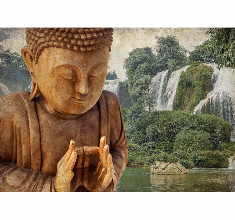 Rollo fenster zen ruhige buddha wasserfall - TenStickers