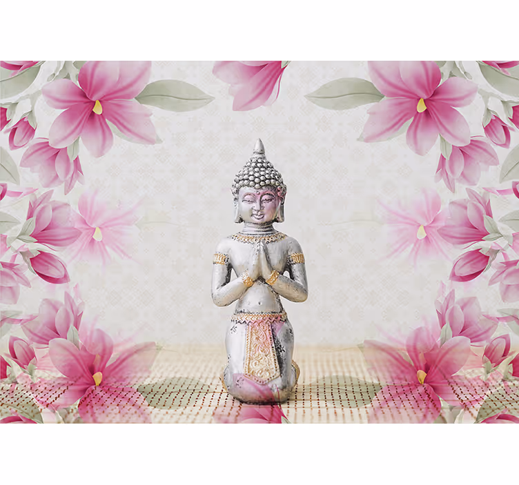 Rollo fenster zen tapete buddha und magnolie - TenStickers