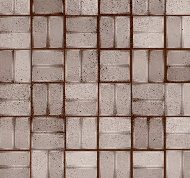 Rollo fenster braun mit strukturierten steinblöcken - TenStickers