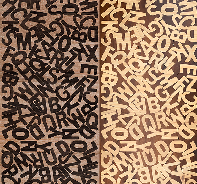Rollo fenster braun mit alphabet typografie muster - TenStickers