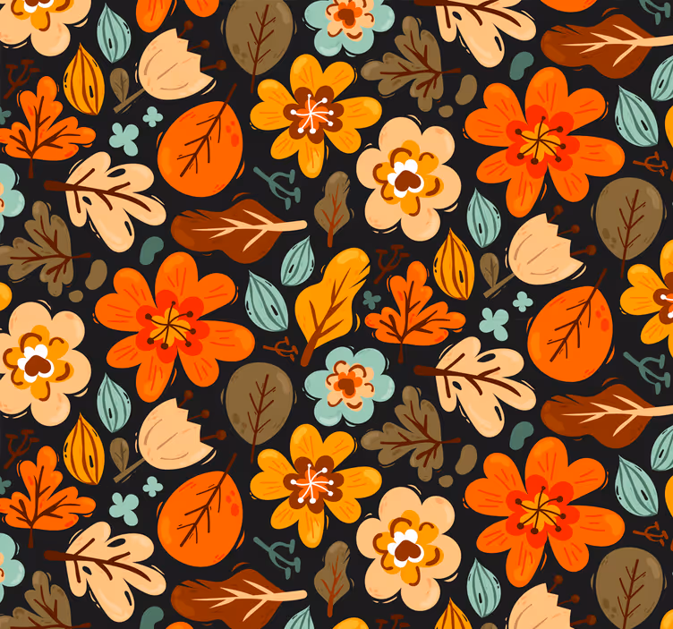Rollos außen elegante orange blumen - TenStickers