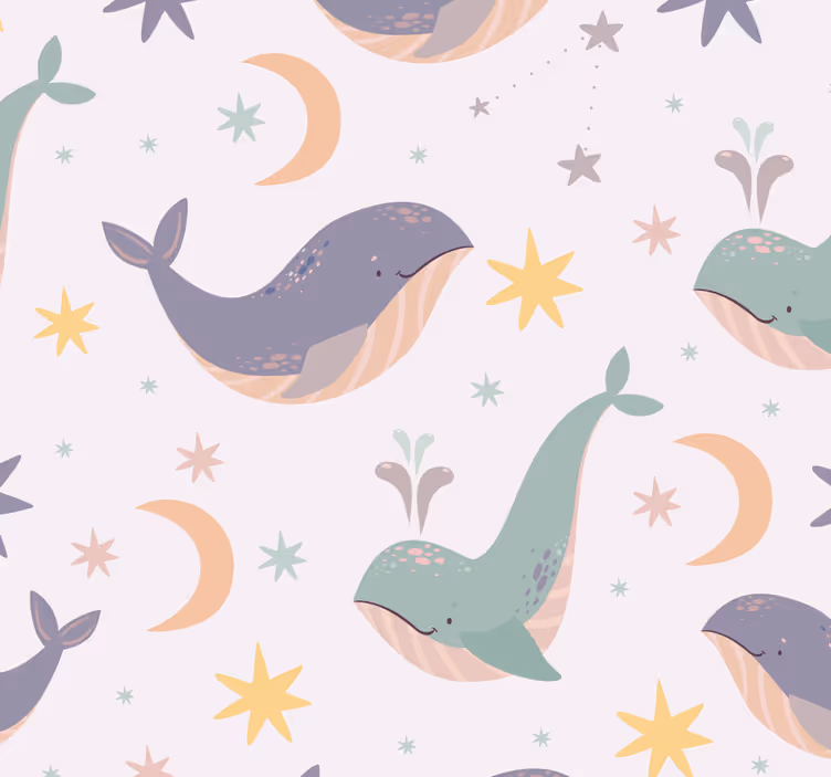 Rollo fenster baby mit verspieltem wal-muster - TenStickers