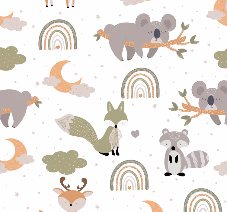 Rollo fenster baby mit skandinavischem tiermuster - TenStickers