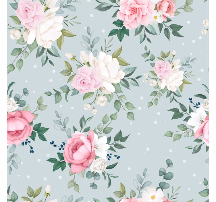 Rollo fenster flur in blau und rosa blumenmuster - TenStickers