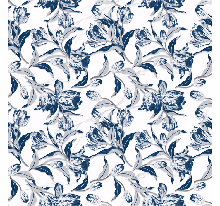 Rollo fenster blau mit klarem vintage blumenmuster - TenStickers