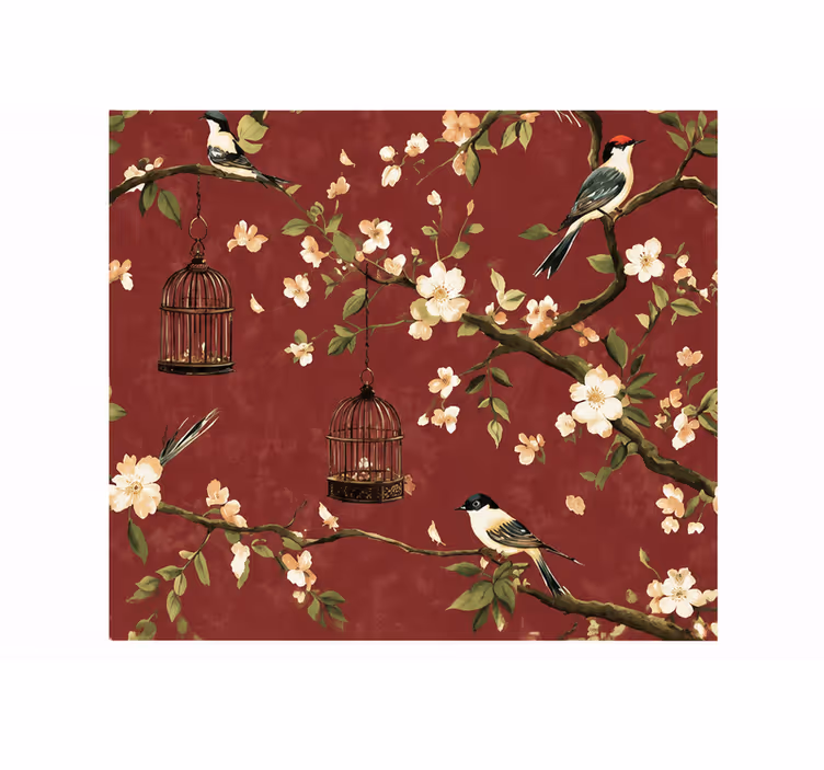 Rollo fenster rot mit burgunderfarbenem chinois-muster - TenStickers