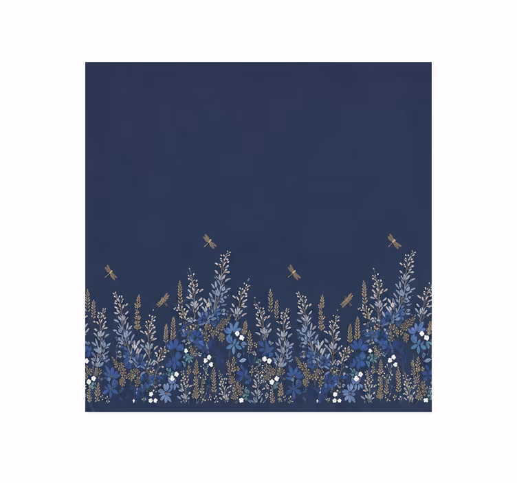 Rollo fenster blau mit muster von gras und blumen - TenStickers