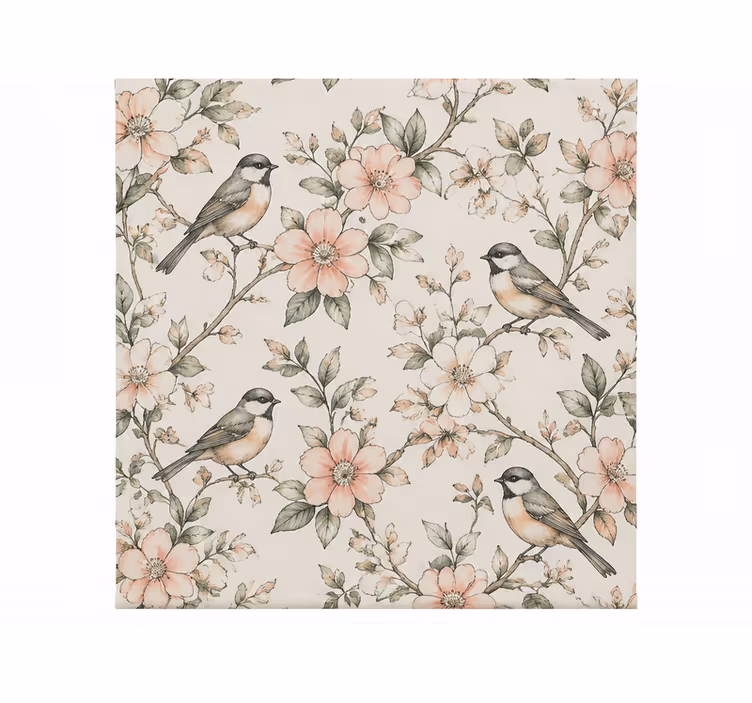 Rollo fenster orange mit vögel und blumen muster - TenStickers