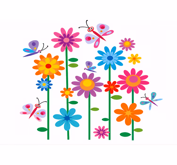 Rollo fenster kinderzimmer fröhliche blumenmuster - TenStickers