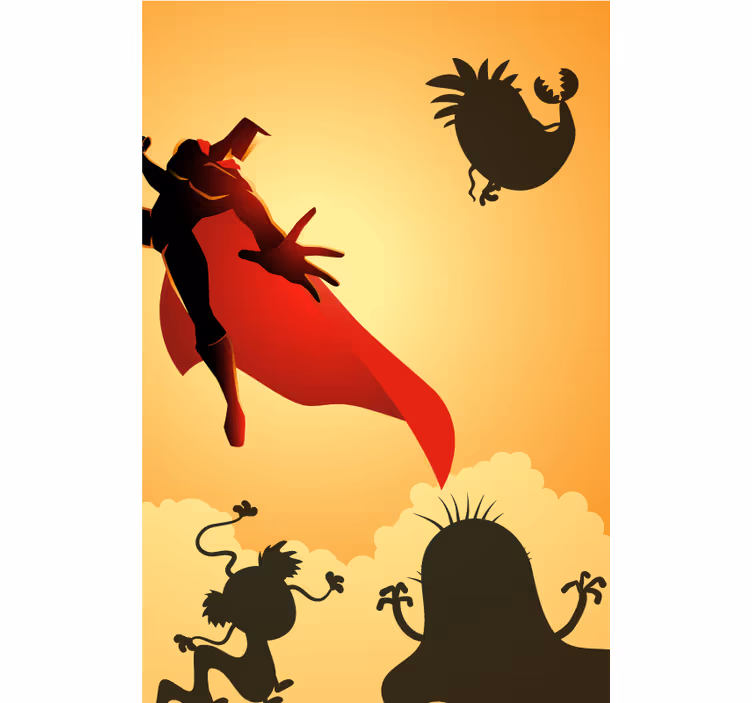 Rollo Fenster Superhelden heroisches silhouettenabenteuer - TenStickers
