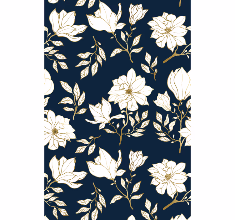 Wohzimmer Rollo Fenster mit weiße Blumen - TenStickers