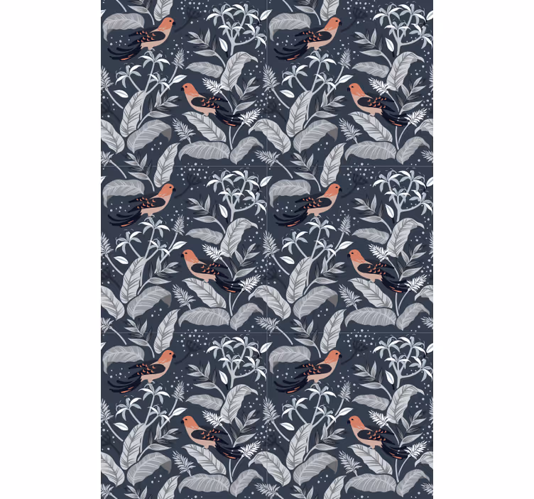 Rollo Fenster Blumenmuster vogel laub muster - TenStickers