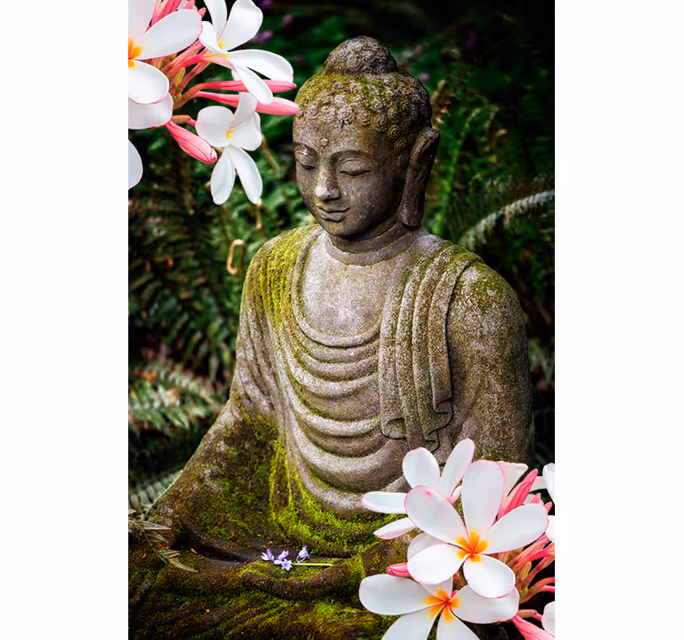 Blumengrün Buddha Zen Rollo Wohnzimmer - TenStickers