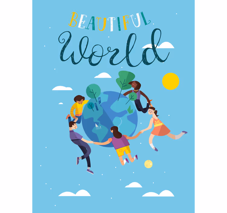 Rollo Fenster Weltkarte harmonische globusillustration - TenStickers