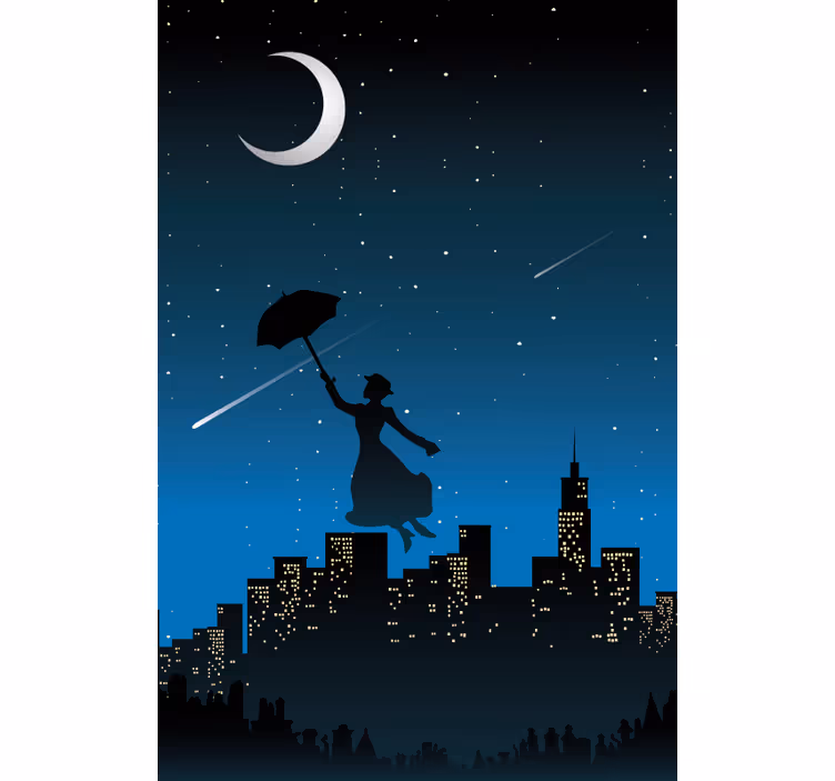 Rollo Fenster Filme silhouette regenschirmflug - TenStickers
