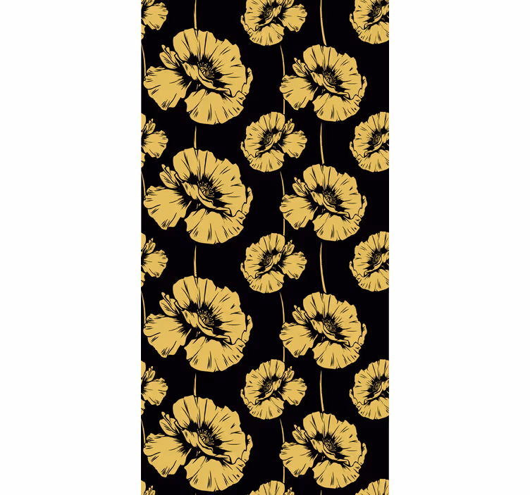 Rollo Fenster Blumen gelbes und schwarzes design - TenStickers