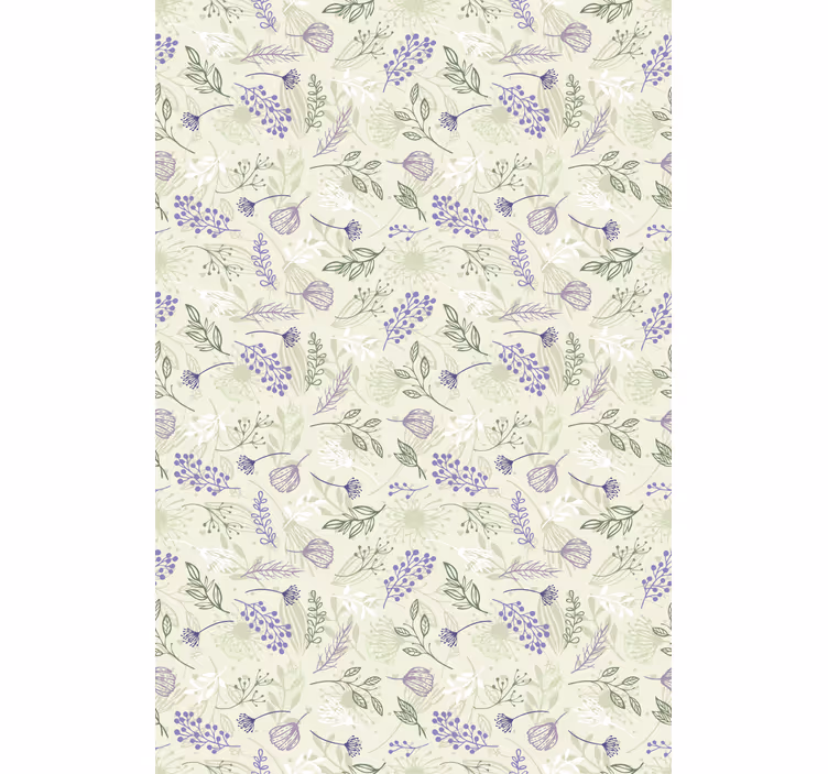Blumen Rollo Küche Lila blumen auf grünem Hintergrund - TenStickers
