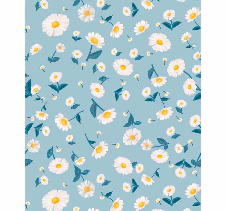 Rollo Fenster Blumen Gänseblümchen blaues Muster - TenStickers