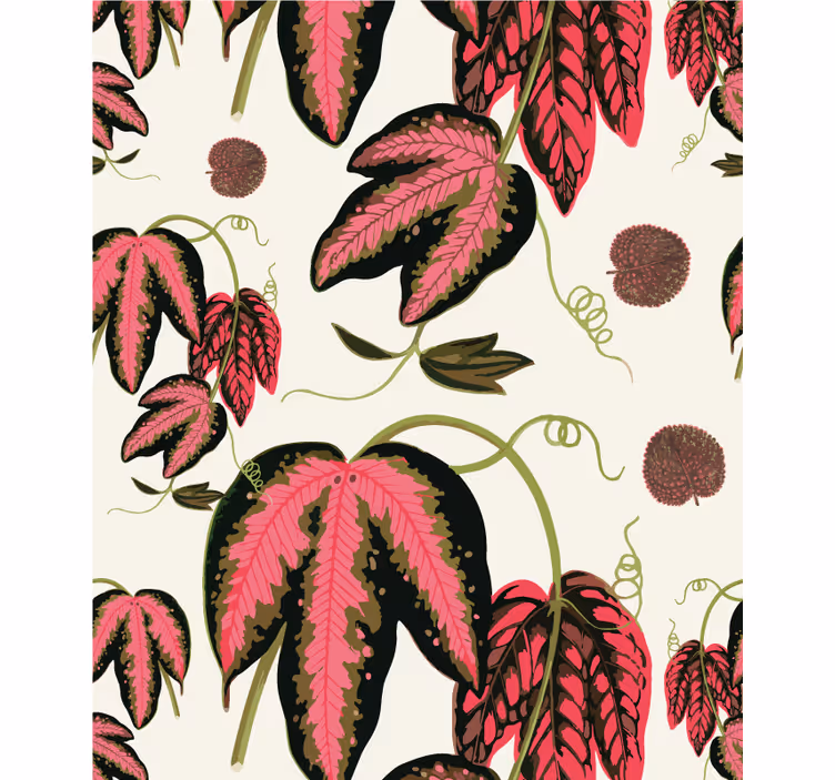Rollo Fenster Blumen und Pflanzen rosa blattmuster - TenStickers