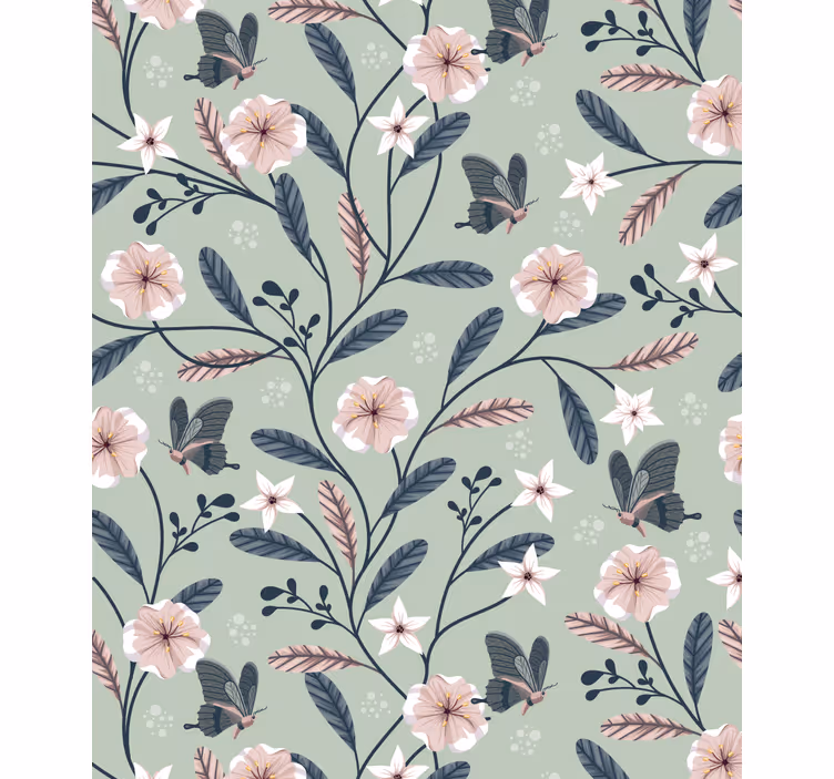 Rollo fenster blumen und pflanzen mit schmetterlingsmustern - TenStickers