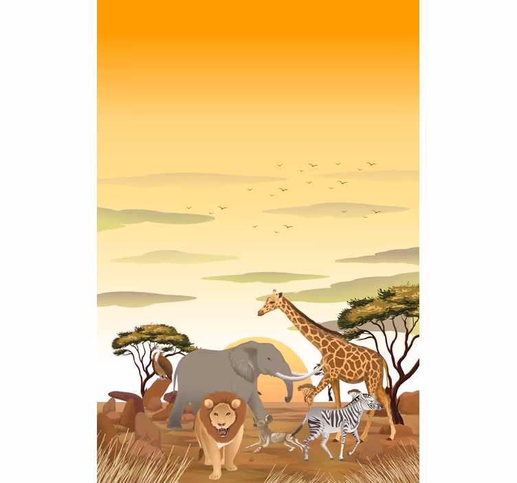 Rollo Fenster Kinderzimmer Safari Tiere - TenStickers