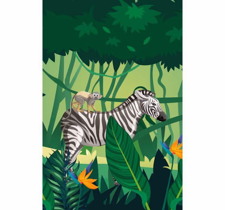 Rollo Fenster Tiere zebra mit affe - TenStickers