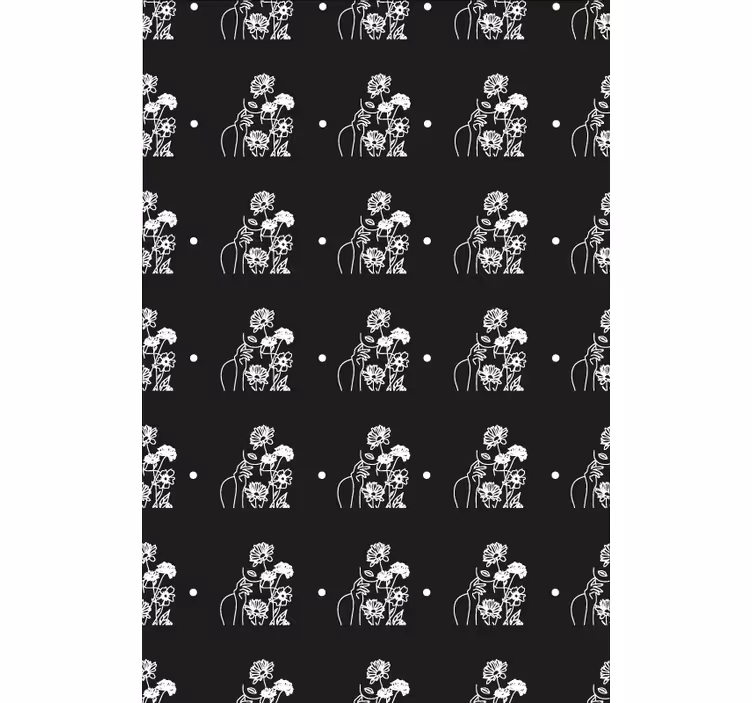 Rollo Fenster Blumen schwarz-weiß-silhouette - TenStickers