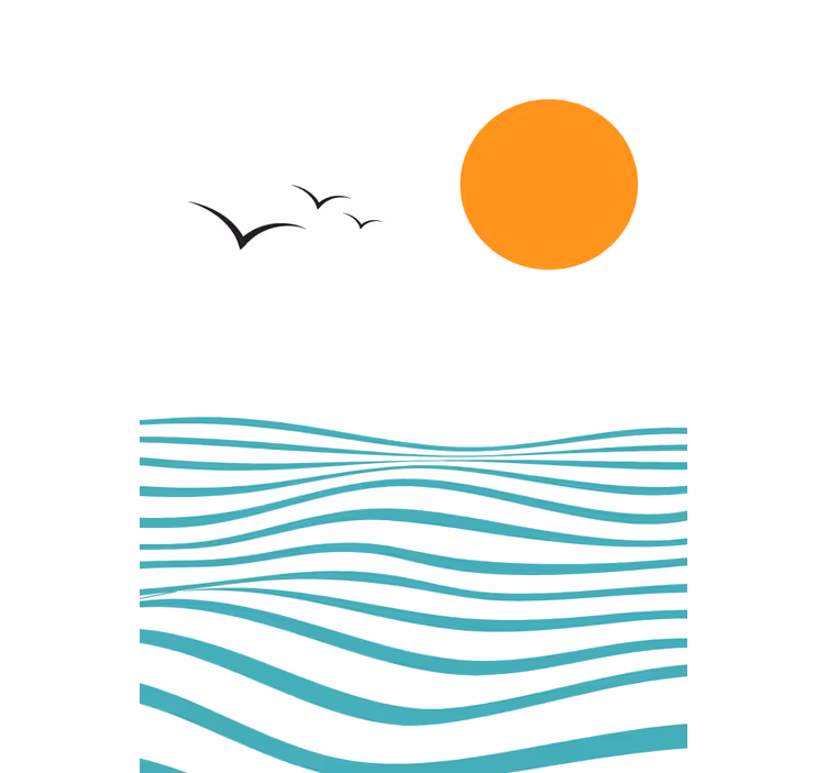 Fenster Rollo Modern sonnenuntergang mit wellen - TenStickers