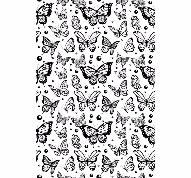 Rollo Fenster Schmetterlinge flatterndes schwarz und weiß - TenStickers