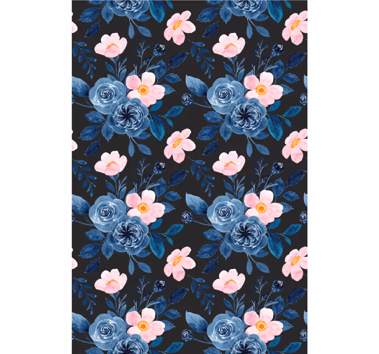 Rollo Fenster Blumen und Pflanzen blaues blumenmotiv - TenStickers