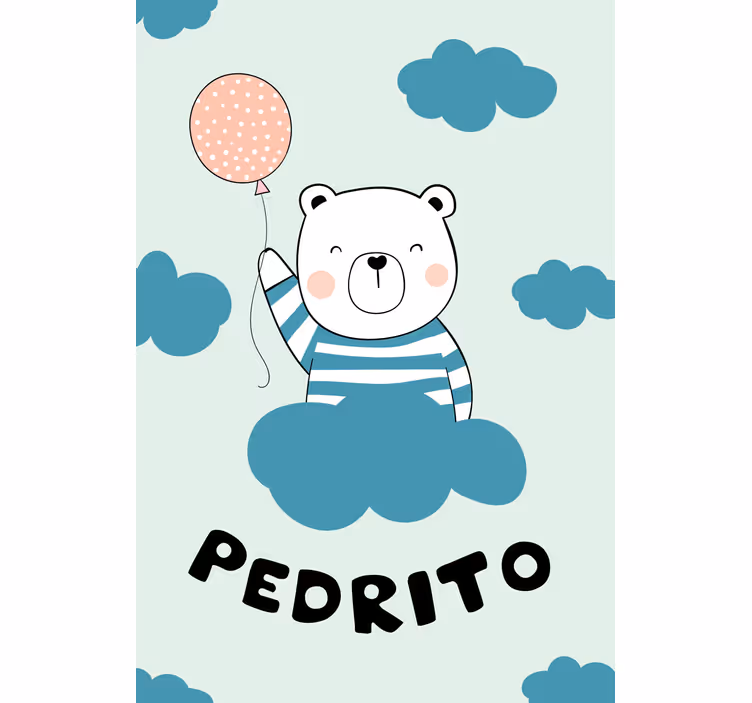 Rollo fenster baby bär mit ballon und namen - TenStickers