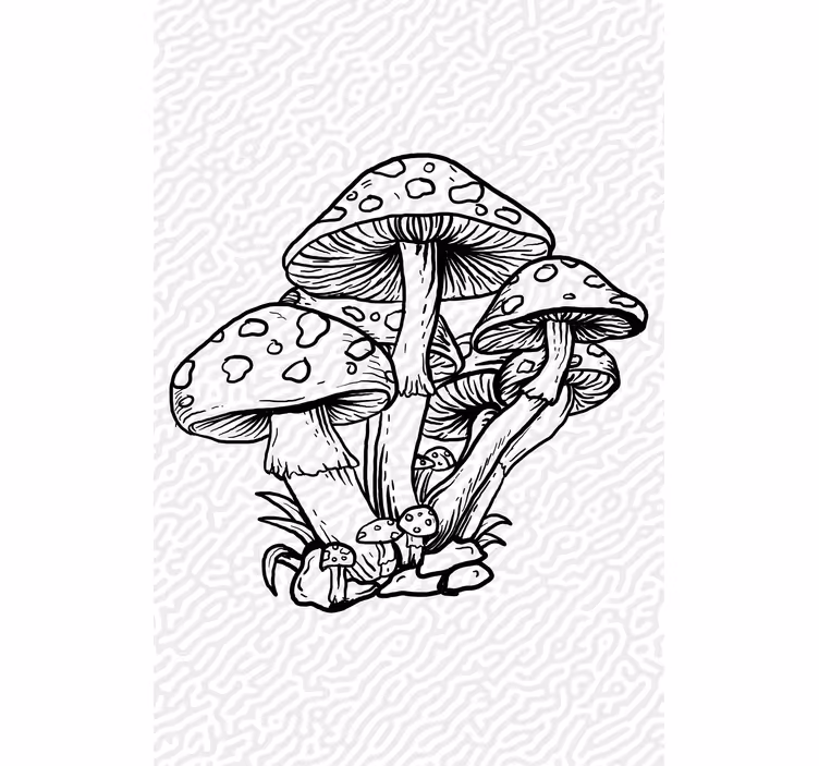 Rollo Fenster Baum pilz-cluster-silhouette - TenStickers
