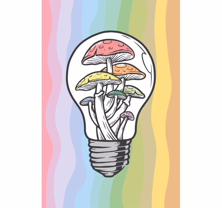 Rollo Fenster Blumen und Pflanzen pilz glühbirne kunst - TenStickers