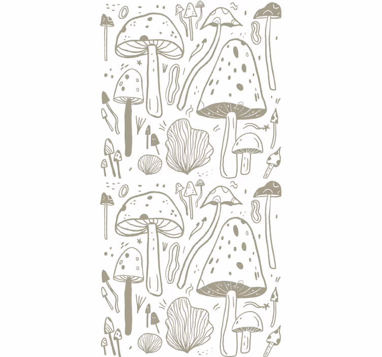 Rollo Fenster Blumenmuster stilisierte beige pilze - TenStickers