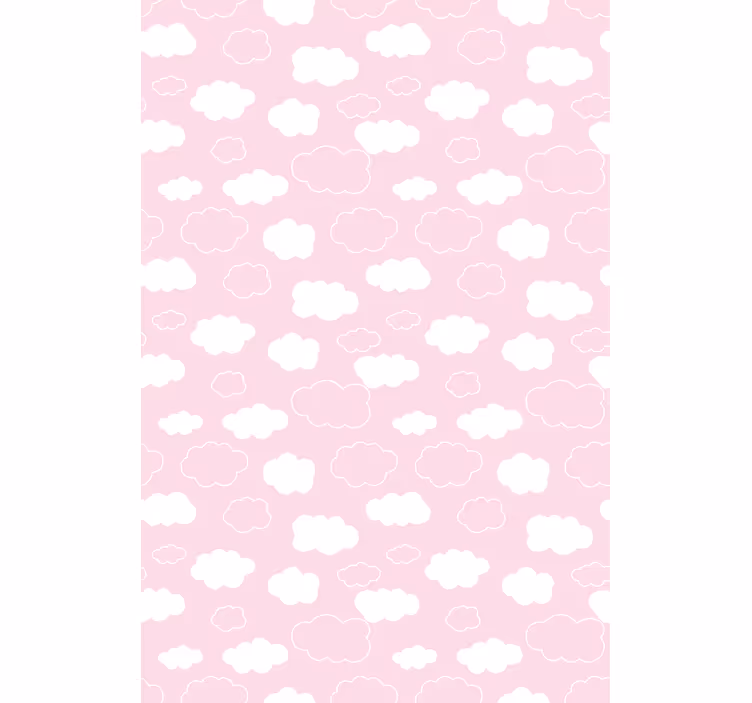 Rollo mit Wolken Rosa und weiß einfarbig - TenStickers