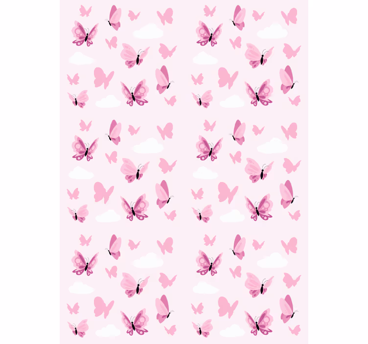 Rollo fenster schmetterlinge in pink und wolken - TenStickers