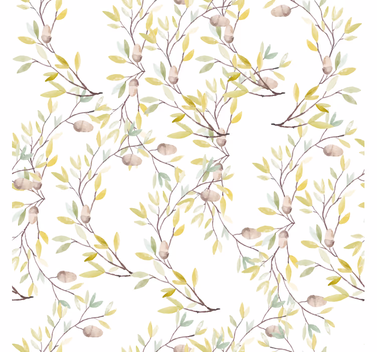 Blumen Rollo fur Bad Original aquarell grüne blätter Muster - TenStickers
